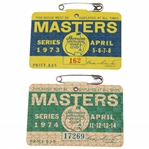 1973 & 1974 Masters Tournament SERIES Badges - Tommy Aaron & Gary Player Winners