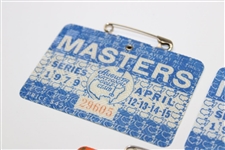 Two (2) 1979 with 1977 Masters Tournament SERIES Badges - Fuzzy Zoeller & Tom Watson Winners