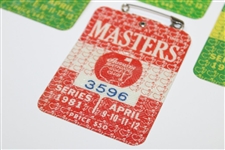 Three (3) 1980 with 1981 Masters Tournament SERIES Badges - Seve Ballesteros & Tom Watson Winners