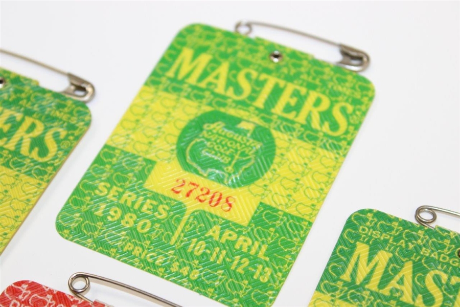 Three (3) 1980 with 1981 Masters Tournament SERIES Badges - Seve Ballesteros & Tom Watson Winners