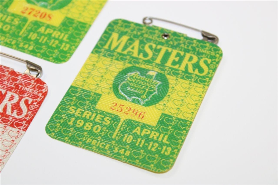 Three (3) 1980 with 1981 Masters Tournament SERIES Badges - Seve Ballesteros & Tom Watson Winners
