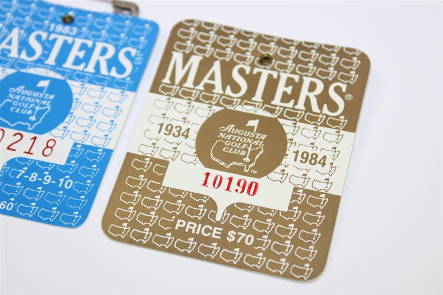 1982, 1983 & 1984 Masters Tournament SERIES Badges - Stadler, Seve & Crenshaw Winners
