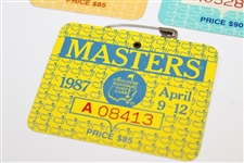 1987, 1988 & 1989 Masters Tournament SERIES Badges - Mize, Lyle & Faldo Winners