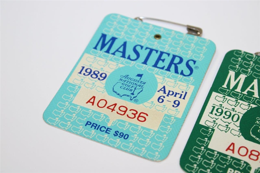 1989, 1990 & 1996 Masters Tournament SERIES Badges - Nick Faldo's Victories