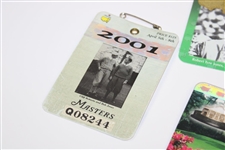 2001 (x2), 2002 (x2) & 2005 Masters Tournament SERIES Badges - Tiger Woods' Victories