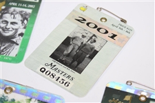 2001 (x2), 2002 (x2) & 2005 Masters Tournament SERIES Badges - Tiger Woods' Victories