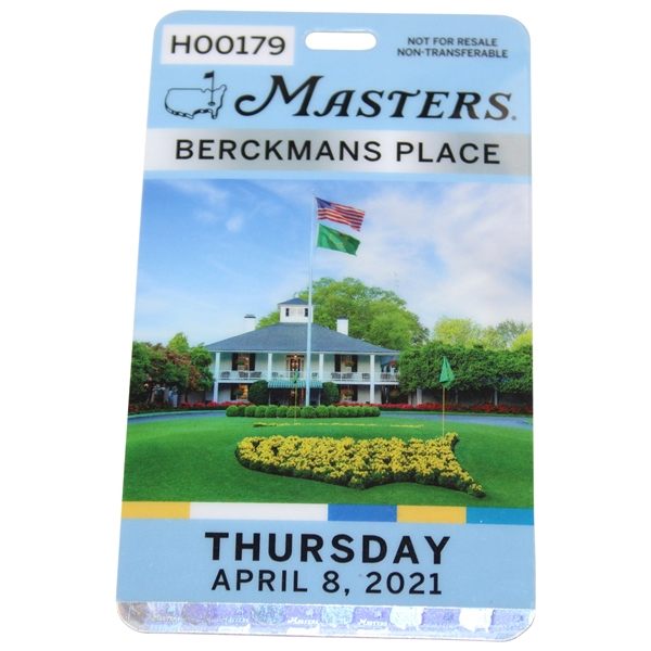 2021 Masters Tournament Berckman's Place Thursday Badge #H00179 - Hideki Matsuyama Winner