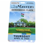 2021 Masters Tournament Berckman's Place Thursday Badge #H00179 - Hideki Matsuyama Winner