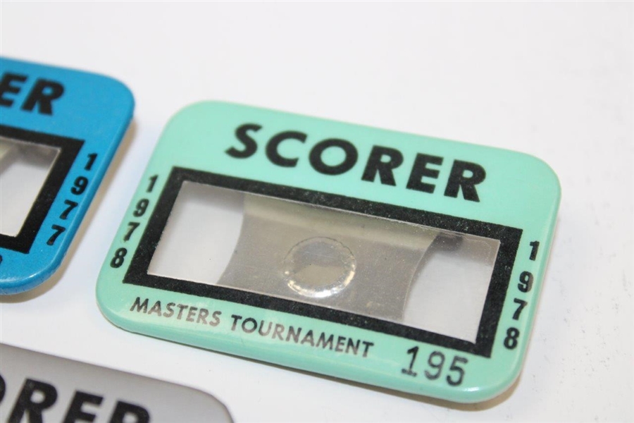 1977, 1978 & 1979 Masters Tournament Official SCORER Badges