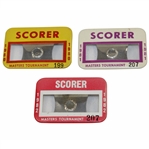 1980, 1981 & 1982 Masters Tournament Official SCORER Badges