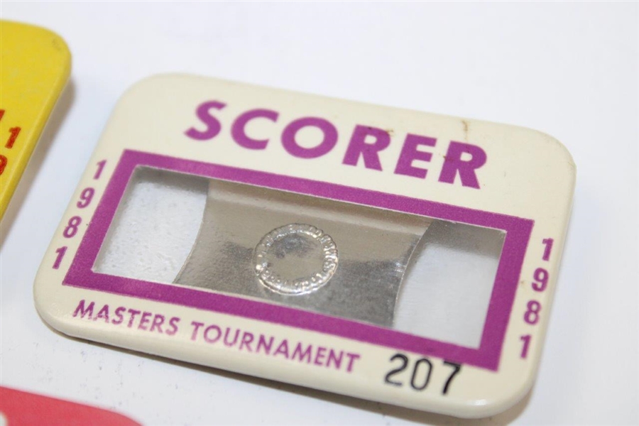 1980, 1981 & 1982 Masters Tournament Official SCORER Badges
