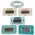 1983, 1984, 1985, 1987, 1988 & 1989 Masters Tournament Official SCORER Badges