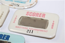 1983, 1984, 1985, 1987, 1988 & 1989 Masters Tournament Official SCORER Badges