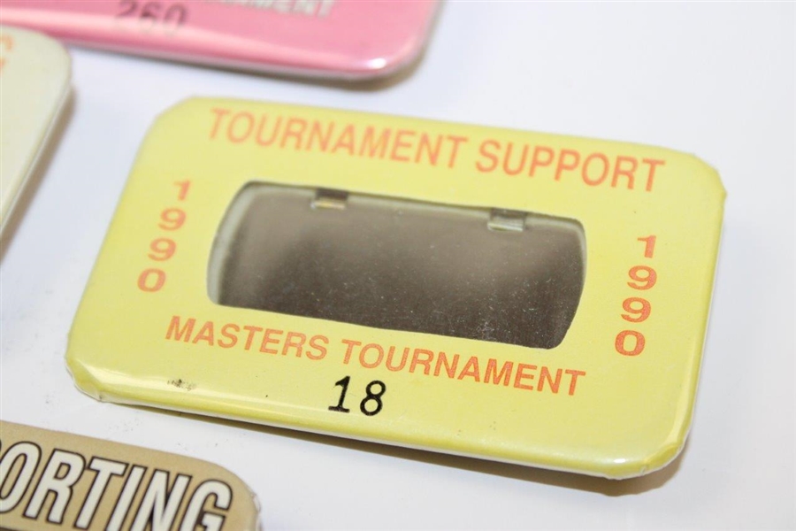1990, 1990, 1991, 1992, 1992 & 1993 Masters Tournament Scorer/Support/Reporting Badges