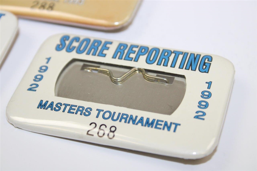 1990, 1990, 1991, 1992, 1992 & 1993 Masters Tournament Scorer/Support/Reporting Badges