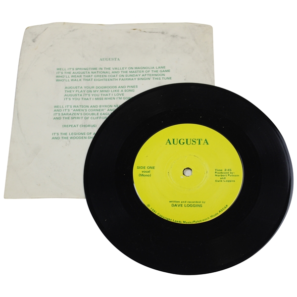 1981 'Augusta' Theme Record by Dave Loggins Record in Sleeve