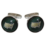 Masters Undated Dark Green with Yellow Logo Silk Cuff Links in Original Box