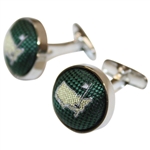 Masters Undated Dark Green with Yellow Logo Silk Cuff Links in Original Box