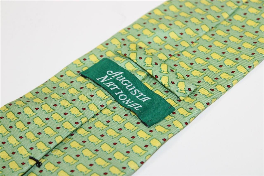 Augusta National Golf Club Green with Yellow Logos Silk Necktie