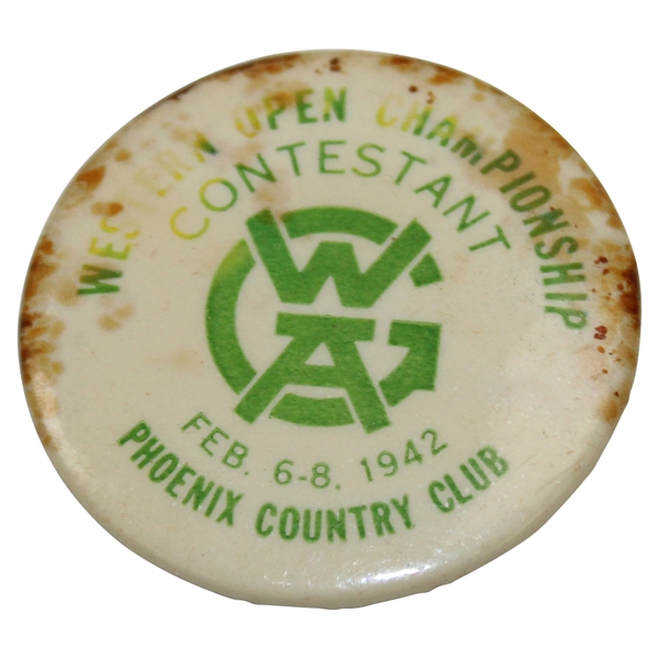 Ralph Hutchison's 1942 Western Open at Phoenix Country Club Contestant Badge