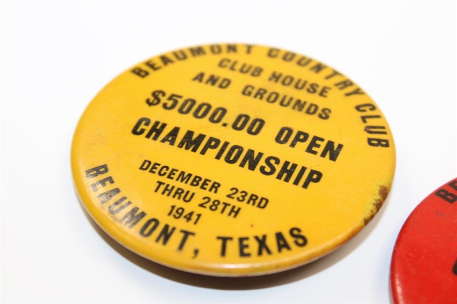 Ralph Hutchison's 1941 $5000 Open at Beaumont Country Club Clubhouse & Grounds with Grounds Only Badges