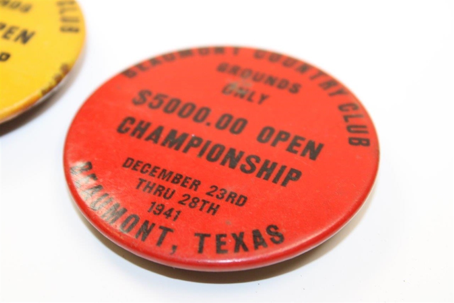 Ralph Hutchison's 1941 $5000 Open at Beaumont Country Club Clubhouse & Grounds with Grounds Only Badges