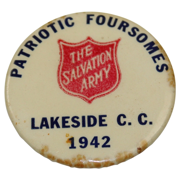 Ralph Hutchison's 1942 Patriotic Foursomes The Salvation Army at Lakeside C.C. Badge