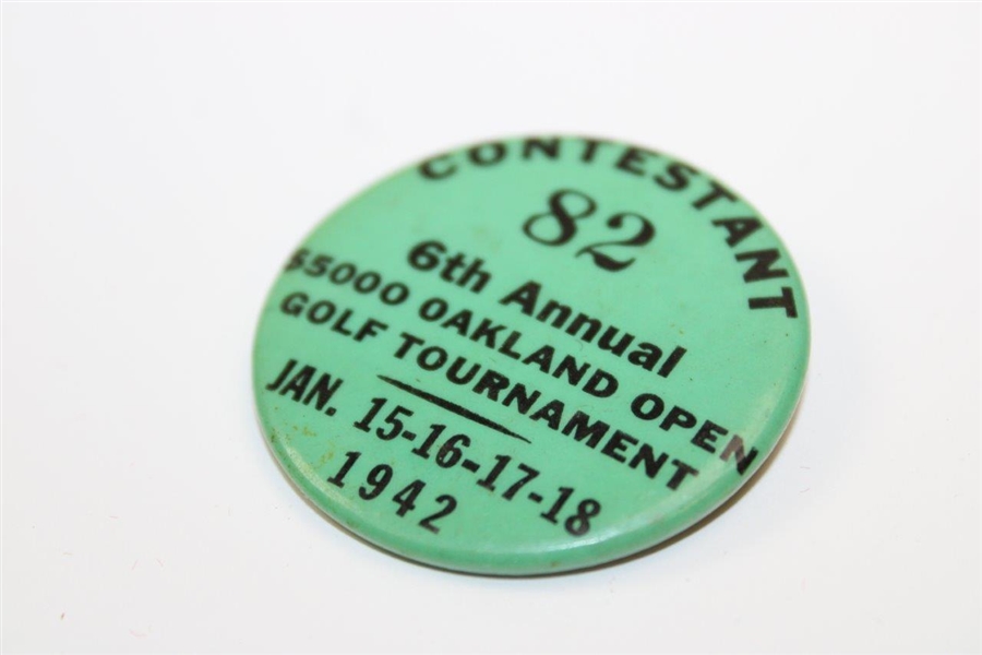 Ralph Hutchison's 1942 6th Annual Oakland Open Contestant Badge #82