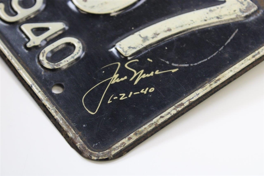 Jack Nicklaus Signed 1940 Ohio License Plate W/ Birthyear Notation JSA ALOA