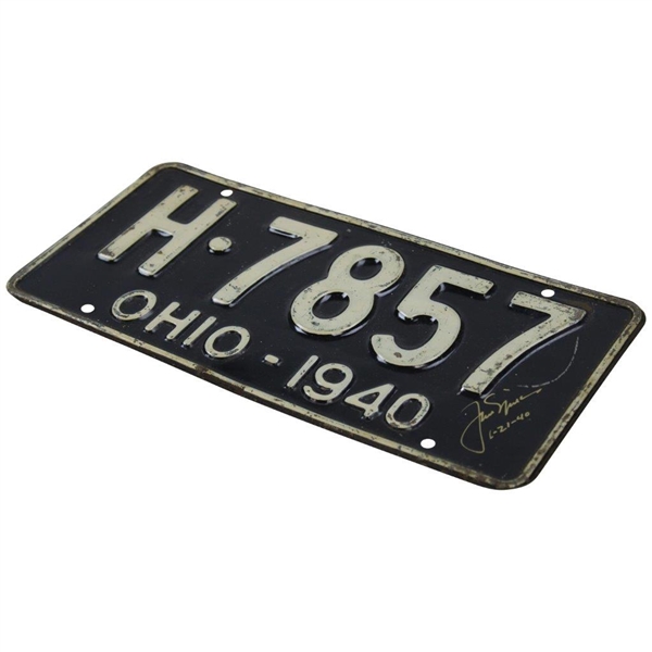 Jack Nicklaus Signed 1940 Ohio License Plate W/ Birthyear Notation JSA ALOA