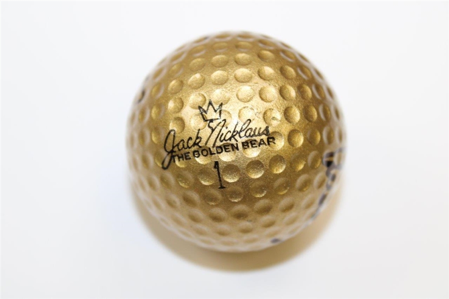 Jack Nicklaus and Arnold Palmer Signed Gold Macgregor 'Jack Nicklaus' Golf Ball JSA ALOA