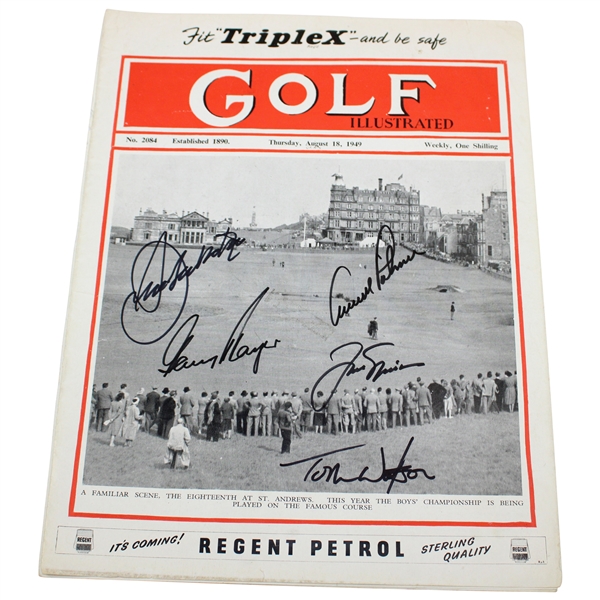 Big 3, Seve & Watson Open Champions Signed 1949 Golf Illustrated St. Andrews Cover JSA ALOA