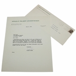 Arnold Palmer 1968 Personal Signed Letter On A. P. Enterprises Letterhead JSA ALOA