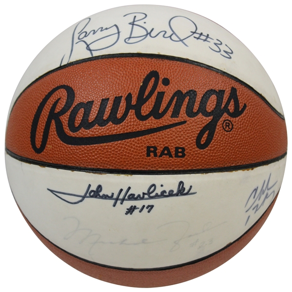 Michael Jordan , Charles Barkley, John Havlicek, Larry Bird Multi Signed Basketball  JSA ALOA