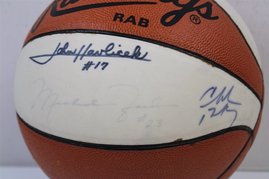Michael Jordan , Charles Barkley, John Havlicek, Larry Bird Multi Signed Basketball  JSA ALOA