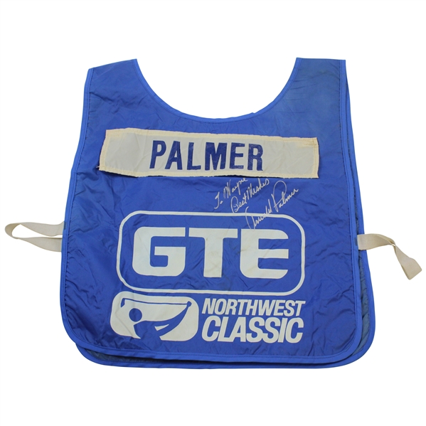 Arnold Palmer Match Used Signed Caddy Bib GTE Northwest Classic JSA ALOA