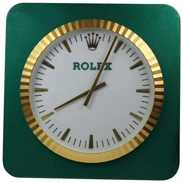 Large Green with Gold Rim Rolex Clock