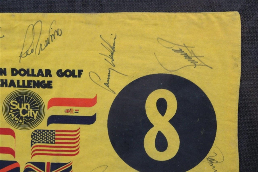 Seve, Jack & 12 Others Signed Sun City Million Dollar Golf Challenge Tournament Used Hole #8 Flag JSA ALOA