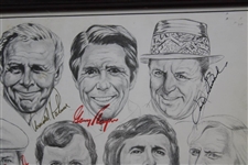 Hogan, Nicklaus, Seve & 12 Other Signed 1987 'Legends Of The Game' Caricature Print - Framed JSA ALOA