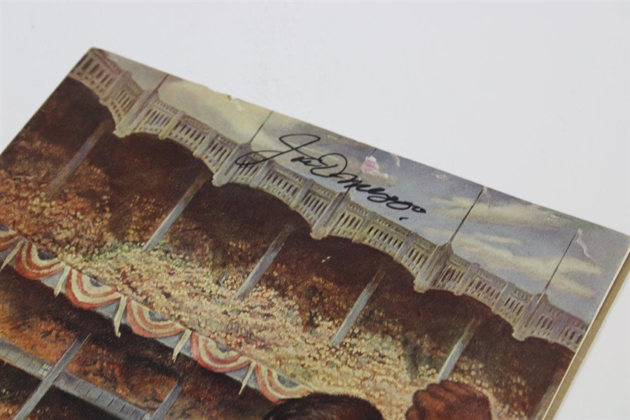 Joe Dimaggio Signed Artist Depiction Of Dimaggio At Bat Yankee Stadium JSA ALOA