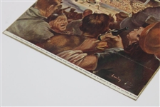 Joe Dimaggio Signed Artist Depiction Of Dimaggio At Bat Yankee Stadium JSA ALOA