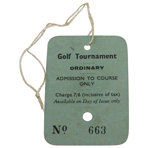 1953 Open Championship at Carnoustie Ordinary Ticket No. 663