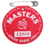 1963 Masters Tournament SERIES Badge #12000 - Jack Nicklaus Winner