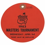 1963 Masters Tournament Wednesday Ticket #1335 - Jack Nicklaus Winner