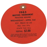 1963 Masters Tournament Wednesday Ticket #1335 - Jack Nicklaus Winner
