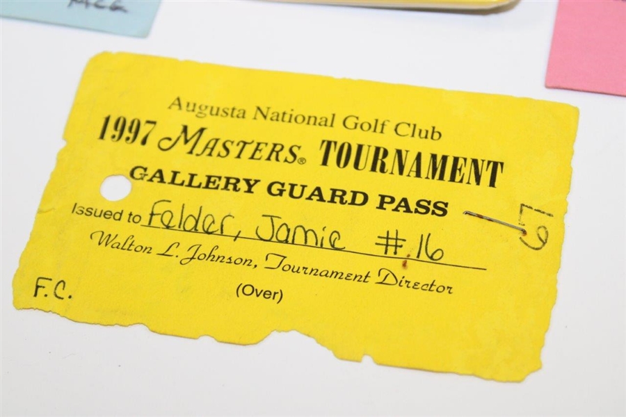 1991, 1994, 1996 & 1997 Masters Gallery Guard Passes with 1996 Gallery Badge
