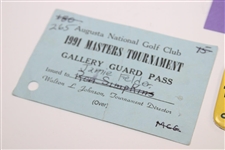 1991, 1994, 1996 & 1997 Masters Gallery Guard Passes with 1996 Gallery Badge