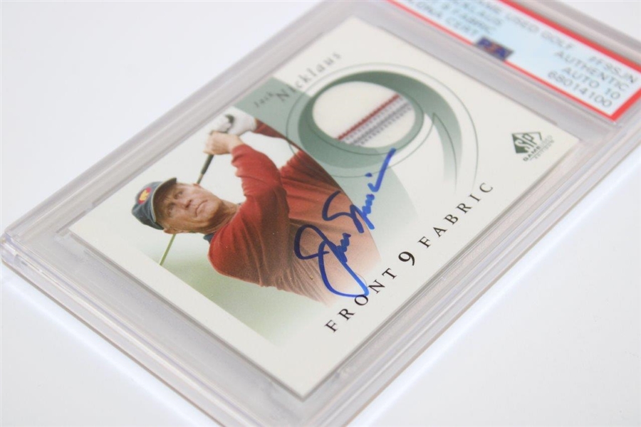 Jack Nicklaus Signed 2002 SP Game Used Golf Front 9 Fabric PSA/DNA Certified Auto Grade GEM-MT 10 #68014100