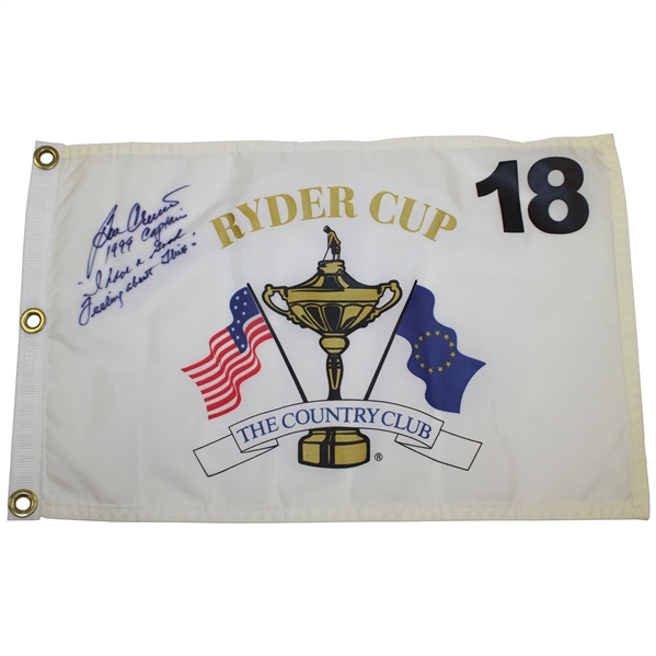 Ben Crenshaw Signed 1999 Ryder Cup Flag w/'1999 Captain' & 'I Have A Good Feeling About This' JSA ALOA
