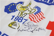 Tony Jacklin Signed 1987 Ryder Cup at Muirfield Village Flag w/'Ryder Cup Captain' JSA ALOA